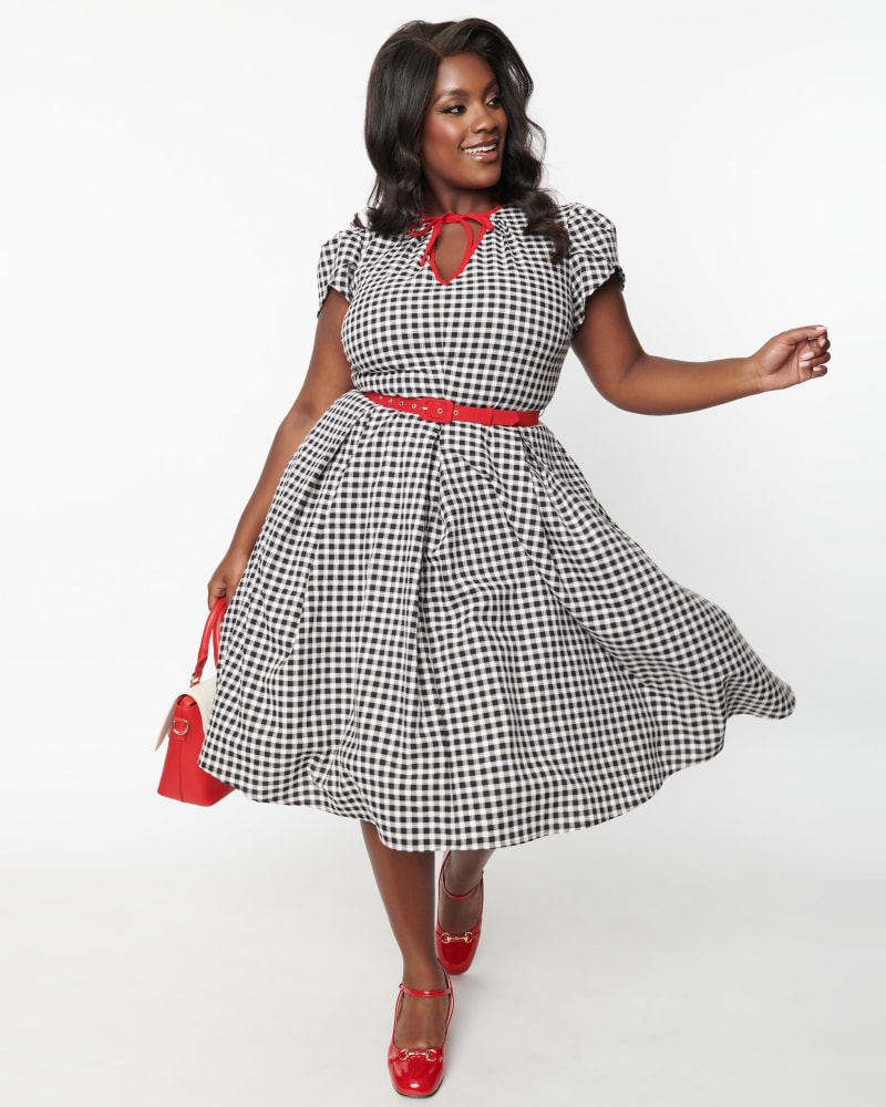 Plus size top red gingham dress
